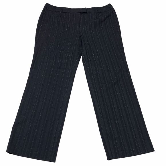 Peter Nygard Black Pinstripe Wide Leg Trousers 16 - Picture 1 of 9